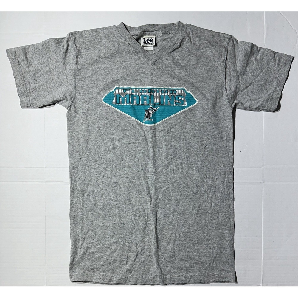 Vintage 90s Florida Marlins V Neck Shirt Woman's XL Gray